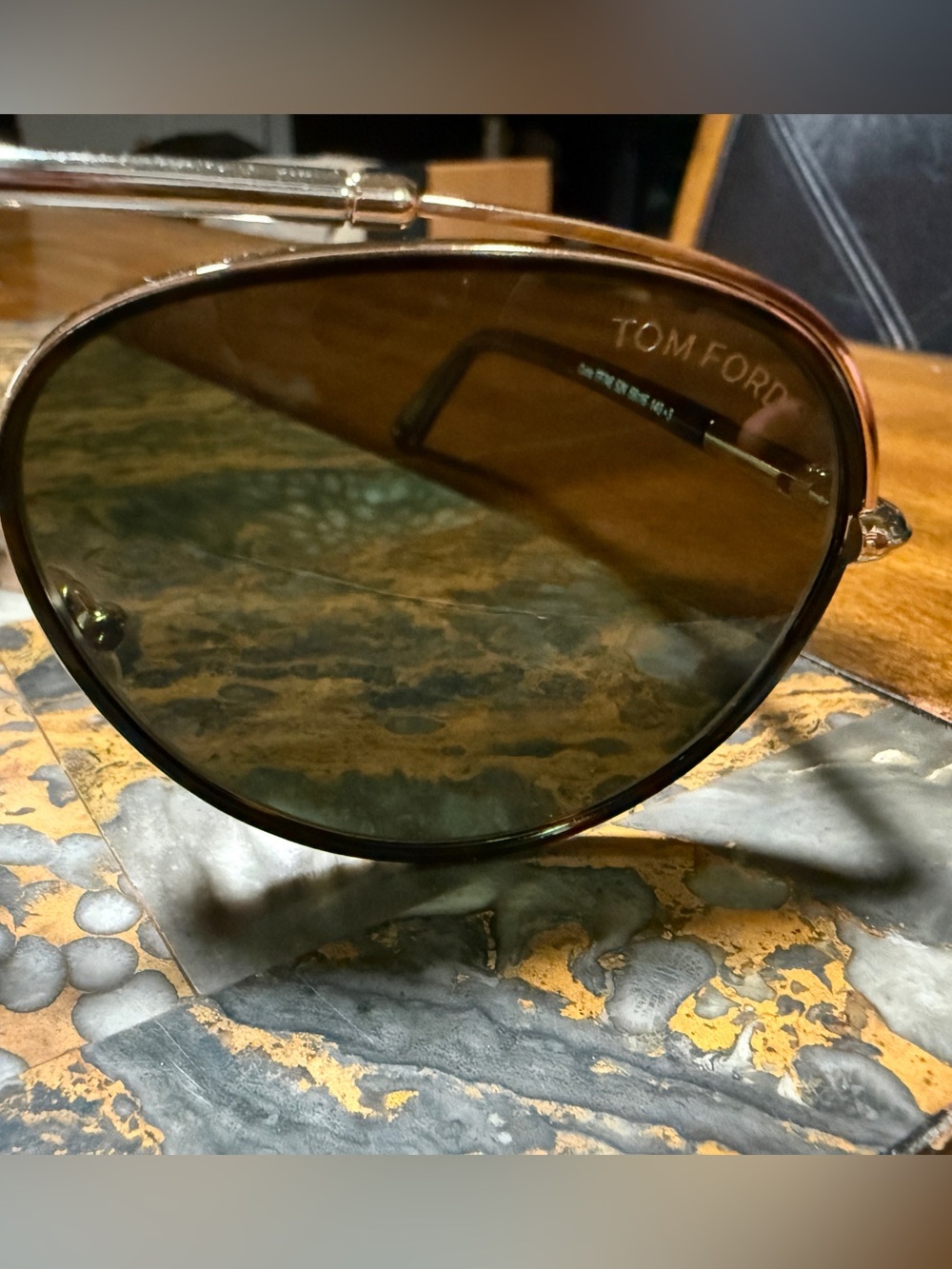 Tom Ford Curtis FT0748 Aviator Sunglasses Gold Tortoise Green Lens NEW $495 - Picture 8 of 10